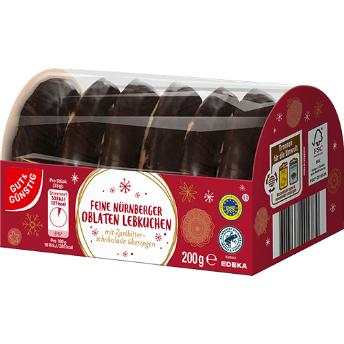 G&G oblater-lebkuchen med mørk sjokolade, 200 g - LUNVERK