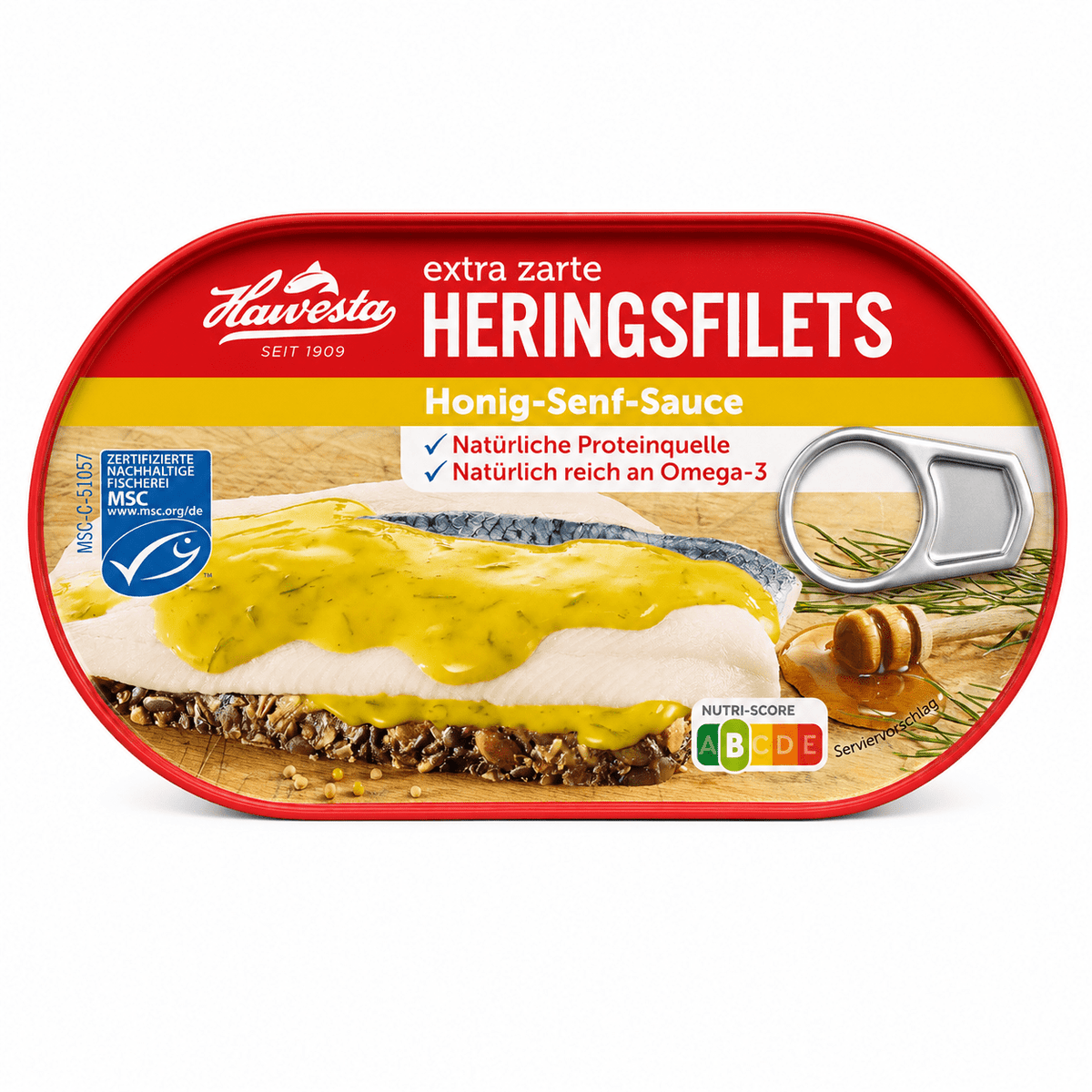Hawesta Ekstra møre sildefileter i honning-sennepssaus – 190 g - DEALS-OF-NORWAY
