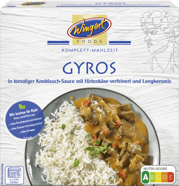 Wingert Gyros i tomat- og hvitløkssaus med salatost og langkornet ris, 375 g - LUNVERK
