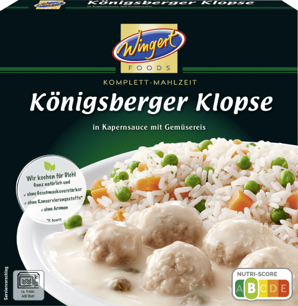 Wingert Königsberger kjøttboller i kaperssaus med grønnsaksris, 400 g - LUNVERK