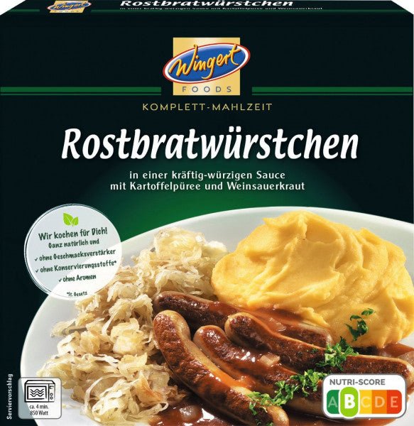 Wingert Rostbratpølser med potetmos og vinsurkål, 480 g - LUNVERK
